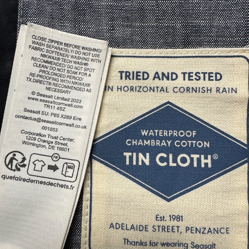 Seasalt Cornwall Cloudburst Mac Raincoat Tin Cloth Waterproof Jacket UK 16/US 12 - Picture 5 of 14